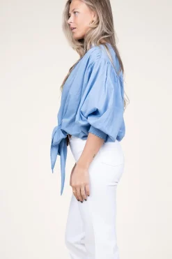 Flash Sale Ibana Cotton Wrap Blouse Tinca | Blue... | | Little Soho