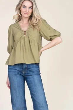 Outlet ba&sh Crepe Top Locky | Green... | | Little Soho