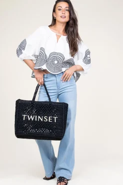 Fashion Twinset Crochet Shopper With Pouch Lois | Black... | | Little Soho