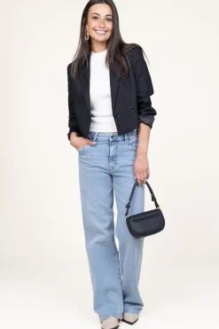 Hot Dante 6 Cropped Blazer In Linen Blend Acedia | Black... | | Little Soho