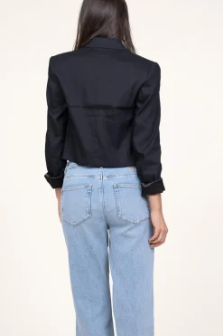 Hot Dante 6 Cropped Blazer In Linen Blend Acedia | Black... | | Little Soho