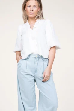 New Co'Couture Cropped Blouse With Puffed Sleeves Sueda | White... | | Little Soho