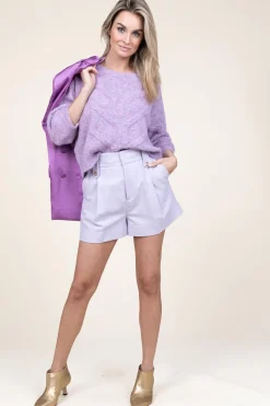Cheap Lollys Laundry Cropped Cable Sweater Tortuga | Purple... | | Little Soho