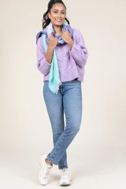 Cheap Lollys Laundry Cropped Cable Sweater Tortuga | Purple... | | Little Soho