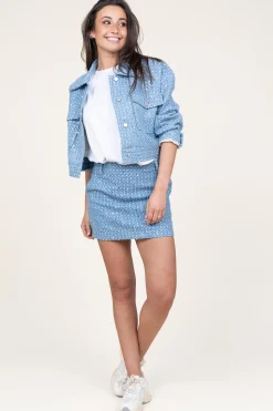 Online Second Female Cropped Denim Jacket With Sequins Lemara | Blue... | | Little Soho