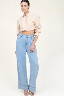 Outlet Patrizia Pepe Cropped Poplin Blouse Rosa | Natural... | | Little Soho