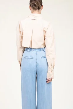 Outlet Patrizia Pepe Cropped Poplin Blouse Rosa | Natural... | | Little Soho