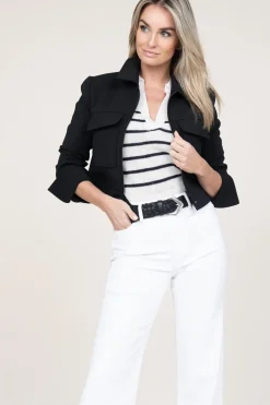 Outlet Patrizia Pepe Cropped Stretch Jacket Lucia | Black... | | Little Soho
