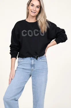 Fashion Co'Couture Cropped Sweater With Rhinestones Stone | Black... | | Little Soho