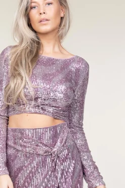 Fashion Liu Jo Cropped Top With Sequins Fully | Pink... | | Little Soho