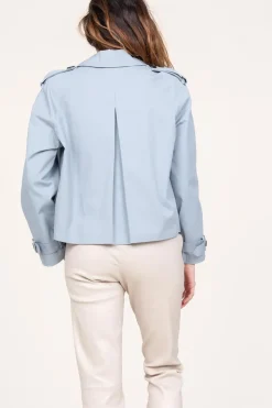 Clearance STUDIO AR Cropped Trenchcoat Samora | Blue... | | Little Soho