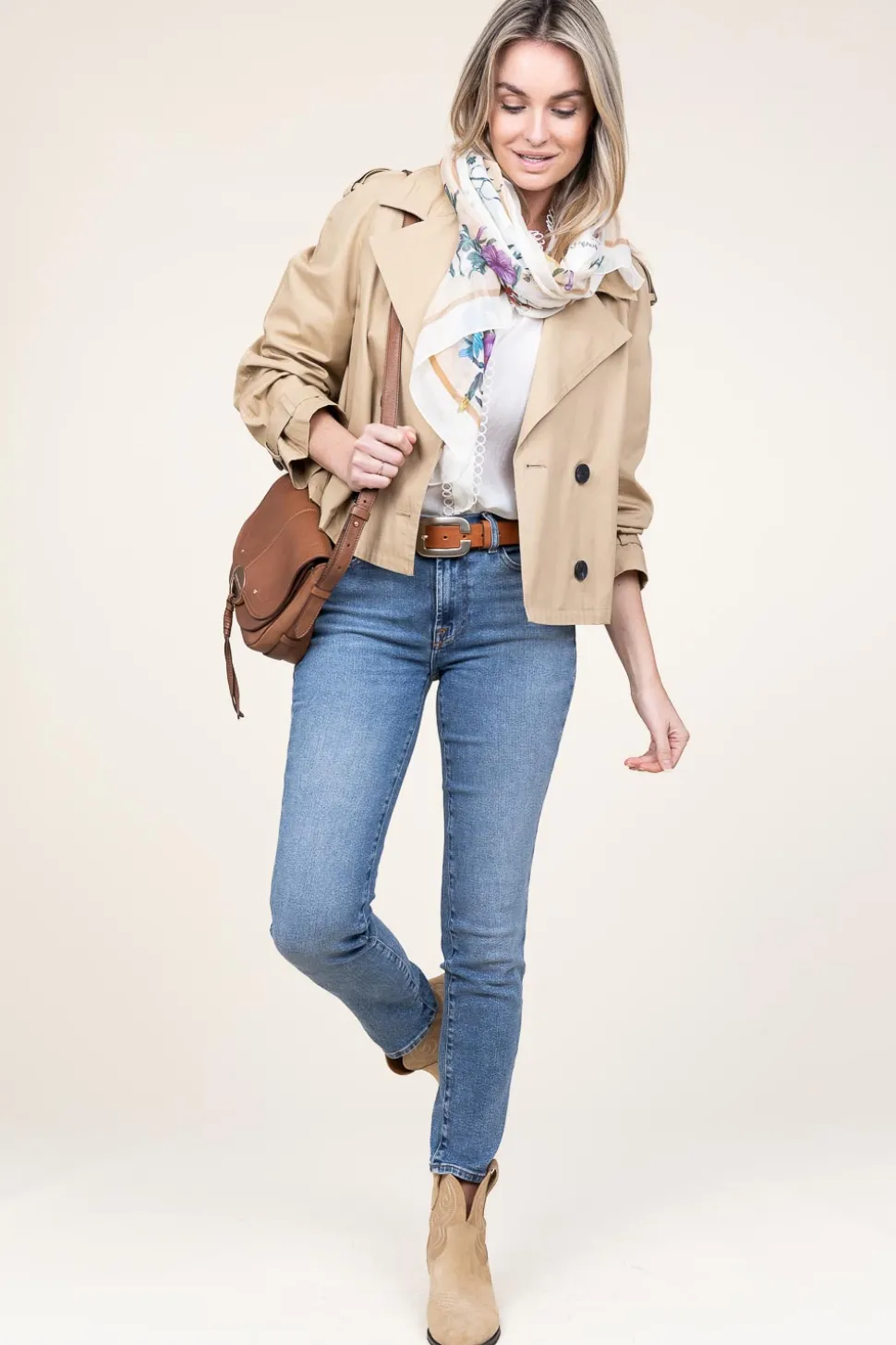 Fashion STUDIO AR Cropped Trenchcoat Samora | Beige... | | Little Soho