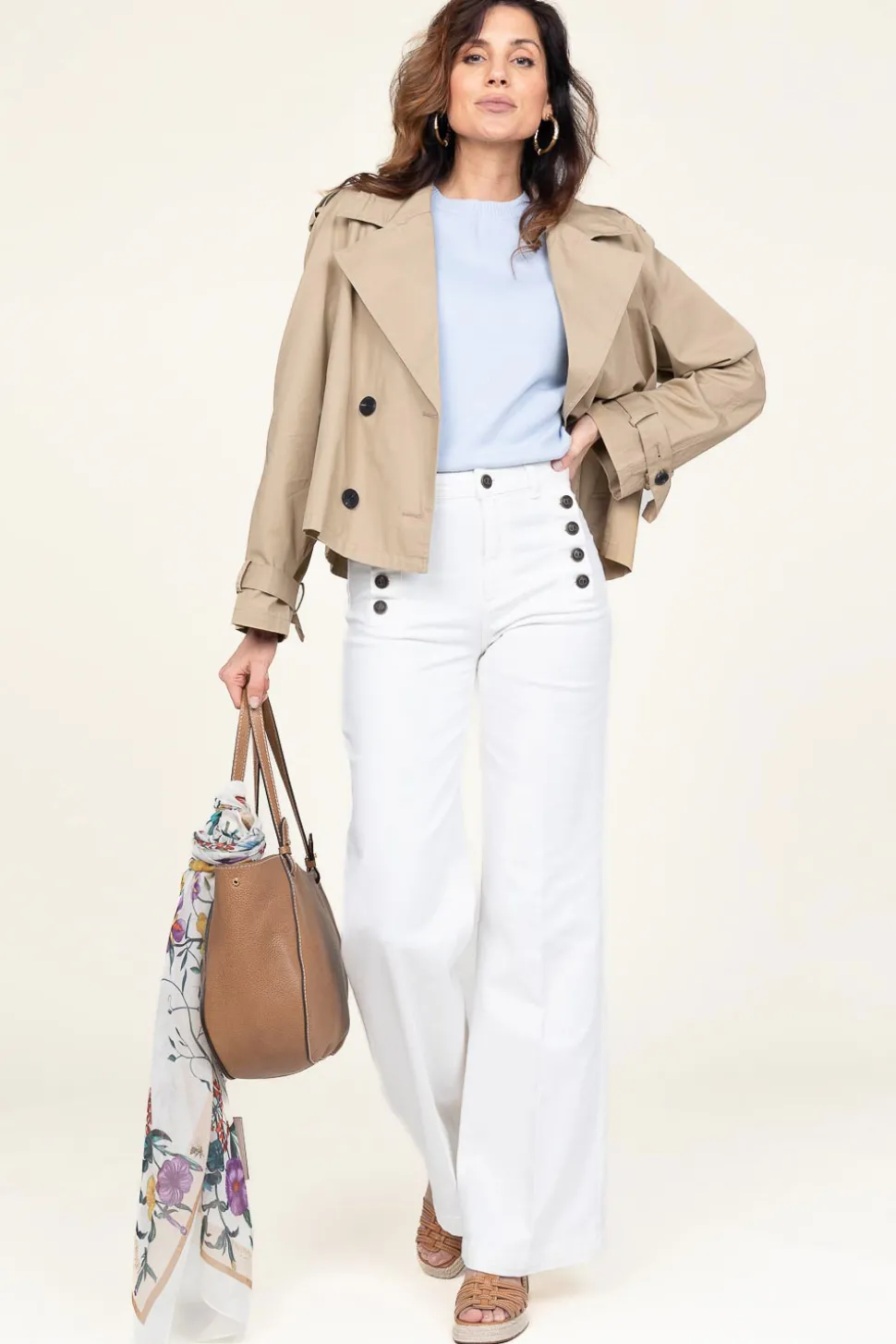 Fashion STUDIO AR Cropped Trenchcoat Samora | Beige... | | Little Soho