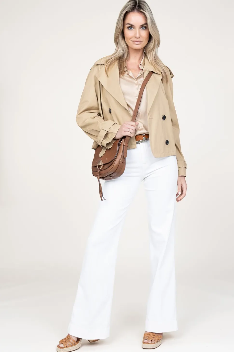 Fashion STUDIO AR Cropped Trenchcoat Samora | Beige... | | Little Soho