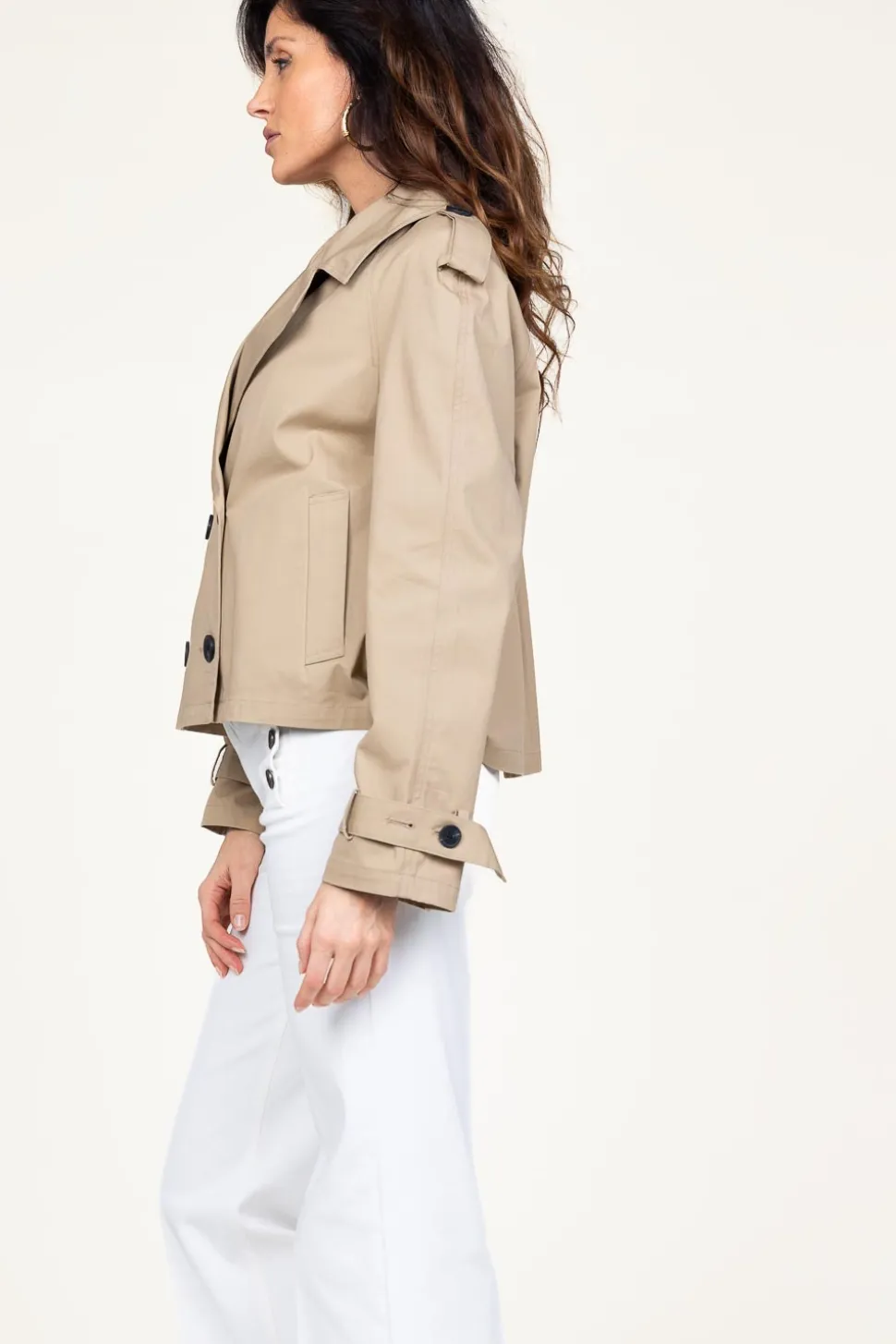 Fashion STUDIO AR Cropped Trenchcoat Samora | Beige... | | Little Soho