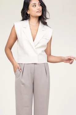 Cheap Copenhagen Muse Cropped Waistcoat Tailor | Natural... | | Little Soho