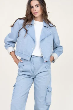 Discount IRO Denim Biker Jacket Omaj | Blue... | | Little Soho