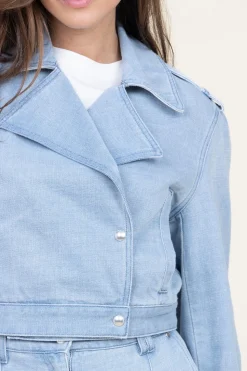 Discount IRO Denim Biker Jacket Omaj | Blue... | | Little Soho