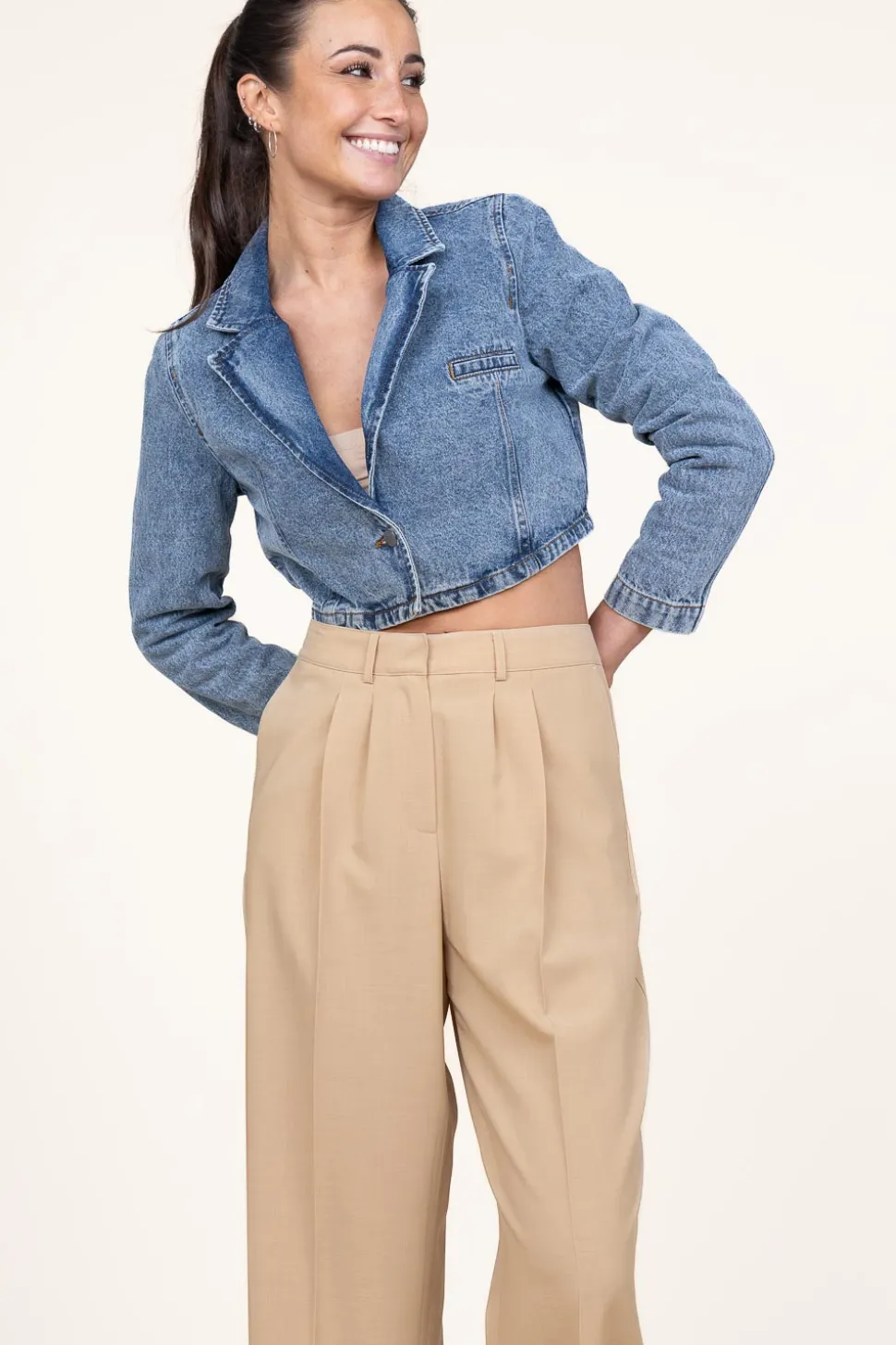 Outlet Co'Couture Denim Cropped Jacket Vika | Blue... | | Little Soho