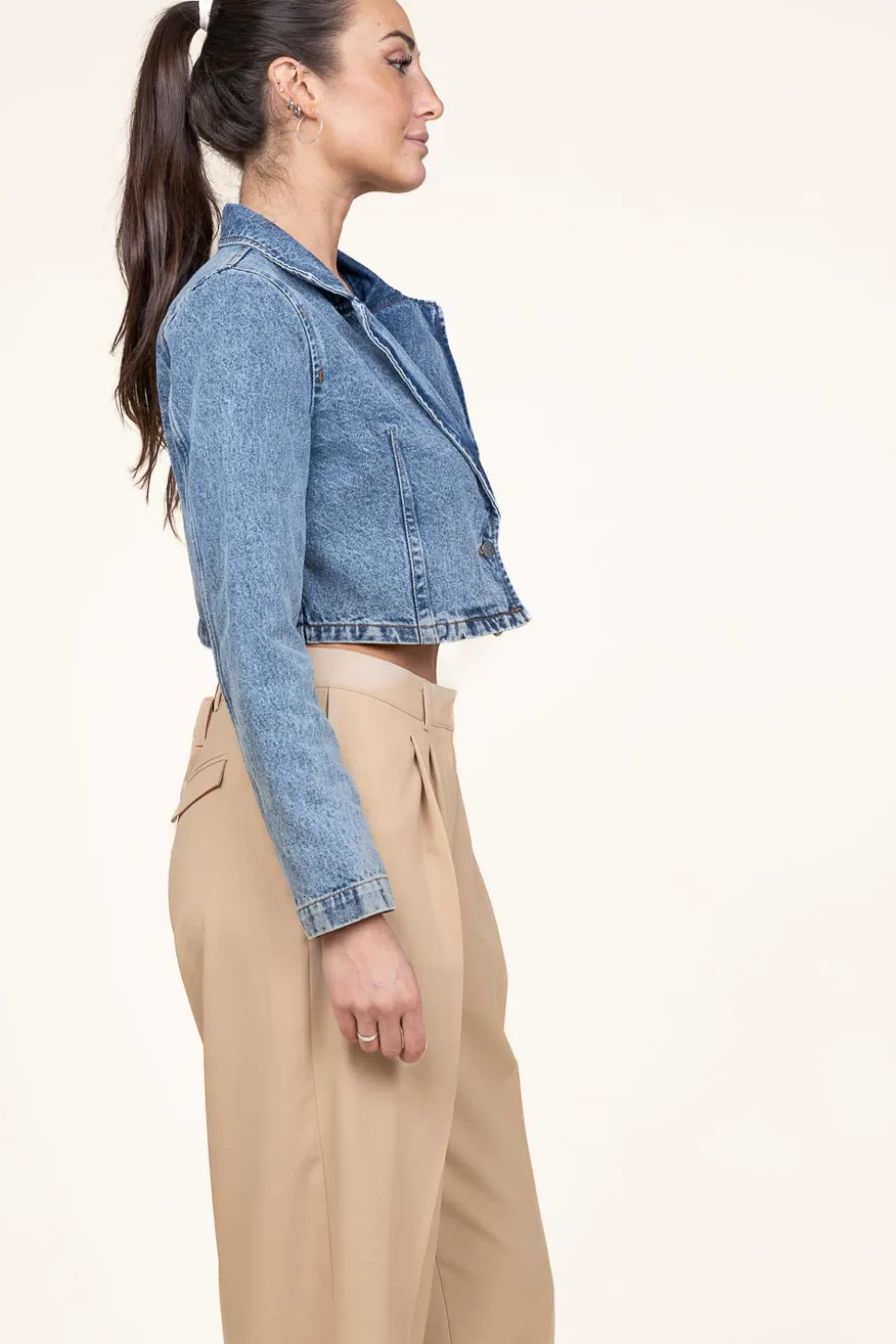 Outlet Co'Couture Denim Cropped Jacket Vika | Blue... | | Little Soho