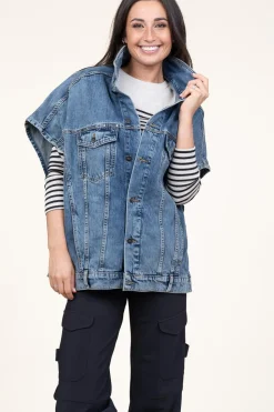 Online Co'Couture Denim Poncho Darin | Blue... | | Little Soho