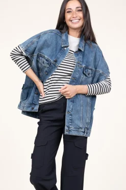 Online Co'Couture Denim Poncho Darin | Blue... | | Little Soho