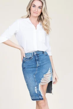 Sale Patrizia Pepe Denim Skirt Marta | Blue... | | Little Soho