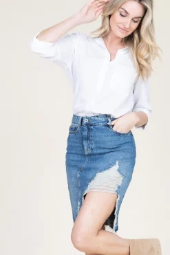 Sale Patrizia Pepe Denim Skirt Marta | Blue... | | Little Soho
