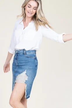 Sale Patrizia Pepe Denim Skirt Marta | Blue... | | Little Soho