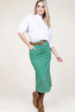 Fashion American Vintage Denim Skirt Tineborow | Green... | | Little Soho