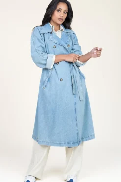 Clearance Liu Jo Denim Stretch Trenchcoat Raglan | Blue... | | Little Soho
