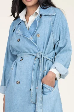 Clearance Liu Jo Denim Stretch Trenchcoat Raglan | Blue... | | Little Soho