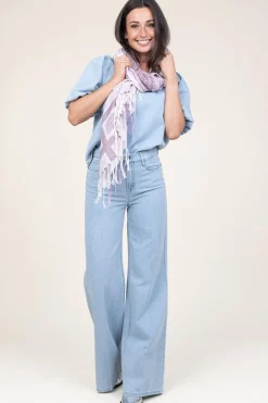 Fashion 45374 Denim Top With Puffed Sleeves Delhi | Blue... | March23 | Little Soho