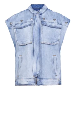 Fashion IRO Denim Waistcoat With Studs Orazio | Blue... | | Little Soho