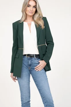 Discount Patrizia Pepe Double Option Blazer With Zipper Sofia | Green... | | Little Soho