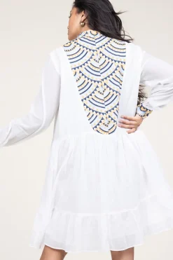 Fashion Greek Archaic Kori Dress With Embroidery Alexa | White... | | Little Soho