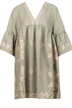 Best Greek Archaic Kori Dress With Gold Colored Embroidery Alena | Green... | | Little Soho