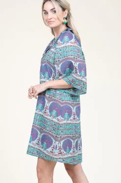 New Antik Batik Dress With Print And Embroidery Tala | Blue... | | Little Soho