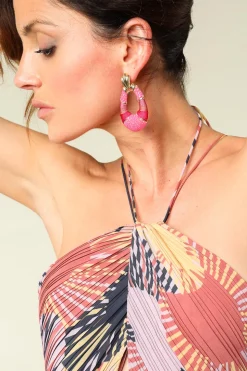 Best Sale Barong Barong Earrings Saphira Fleur De Lis | Pink... | | Little Soho