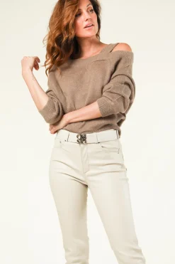 Shop Dante 6 Elastic Belt With Gold Logo Motif | Natural... | | Little Soho