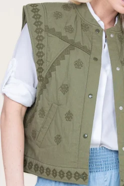 Fashion ba&sh Embroidered Waistcoat Mina | Green... | | Little Soho