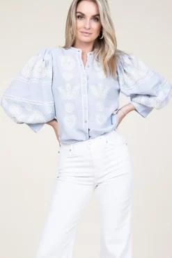 Clearance Antik Batik Embroidery Blouse Rony | Blue... | | Little Soho