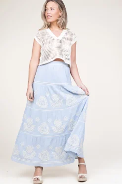 Sale Antik Batik Embroidery Maxi Skirt Rony | Blue... | | Little Soho