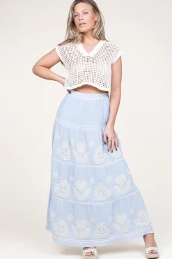 Sale Antik Batik Embroidery Maxi Skirt Rony | Blue... | | Little Soho