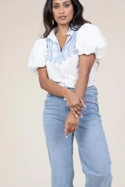 Cheap Scarlett Poppies Embroidery Poplin Top Amelia | White... | | Little Soho