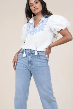 Cheap Scarlett Poppies Embroidery Poplin Top Amelia | White... | | Little Soho