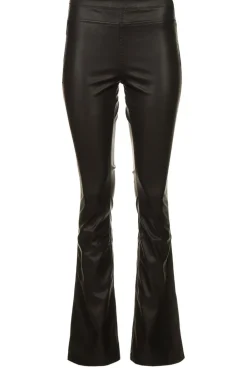 Hot Knit-ted Faux Leather Flared Pants Afke | Black... | | Little Soho