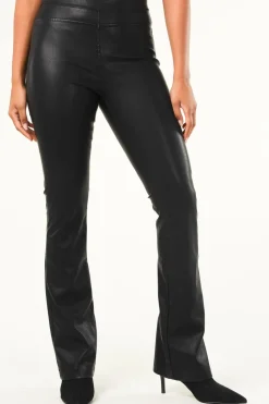 Hot Knit-ted Faux Leather Flared Pants Afke | Black... | | Little Soho