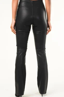 Hot Knit-ted Faux Leather Flared Pants Afke | Black... | | Little Soho