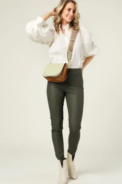 Outlet Knit-ted Faux Leather Leggings Amber | Green... | | Little Soho